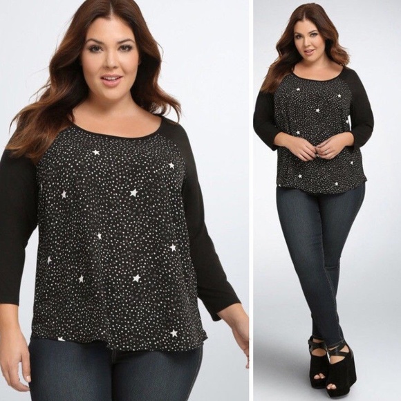 torrid Tops - Torrid Georgette Galaxy Print Top 3/4 Sleeve Sz 0